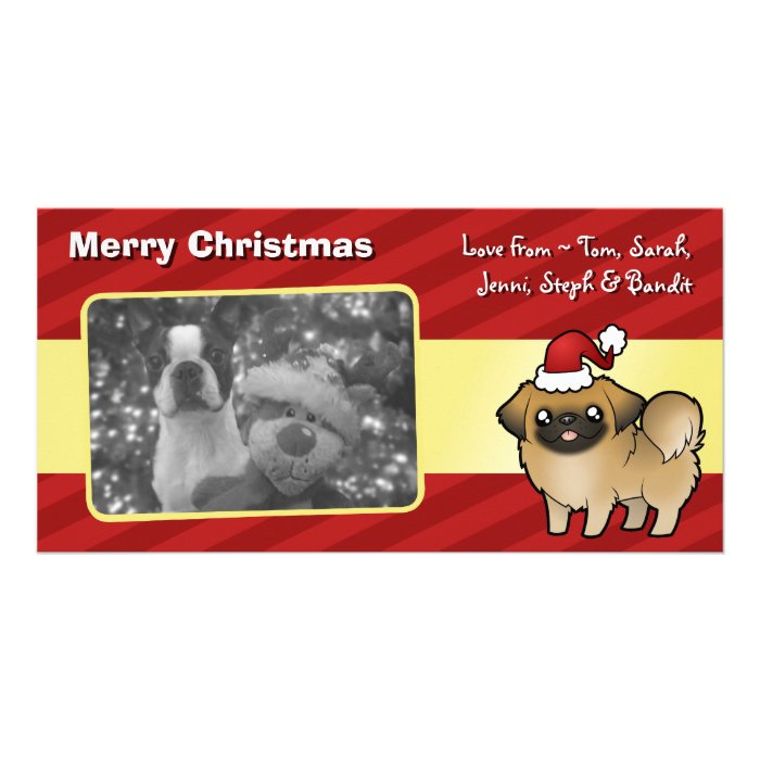 Christmas Pekingese (puppy cut) Photo Greeting Card