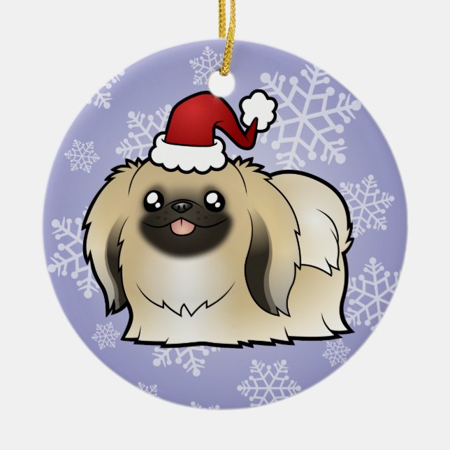 Christmas Pekingese (show cut) Ceramic Ornament (Front)