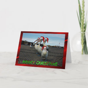 Christmas pelican family funny humor Christmas xma Holiday Card