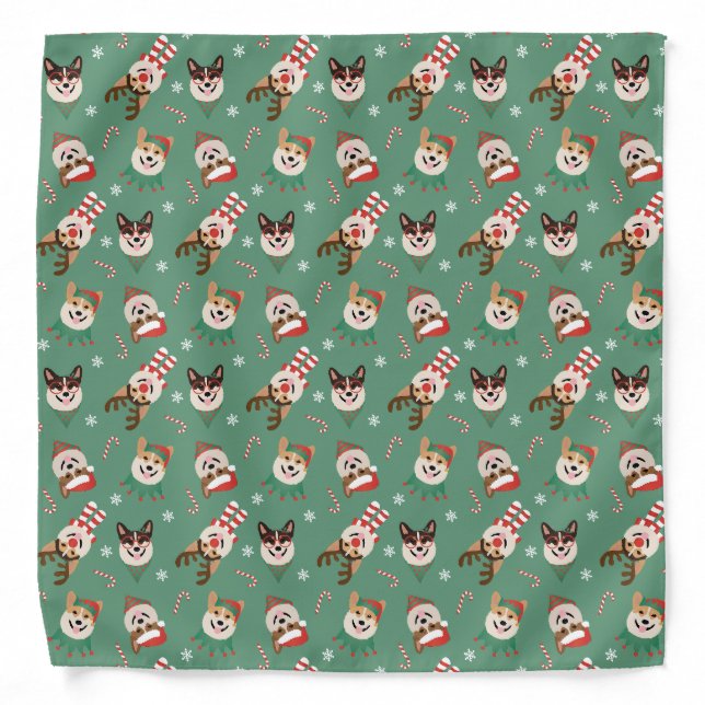 Christmas Pembroke Welsh Corgi Dogs Bandana (Front)