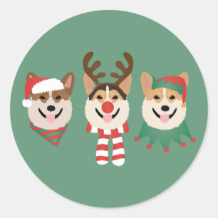 Christmas Pembroke Welsh Corgi Dogs Classic Round Sticker