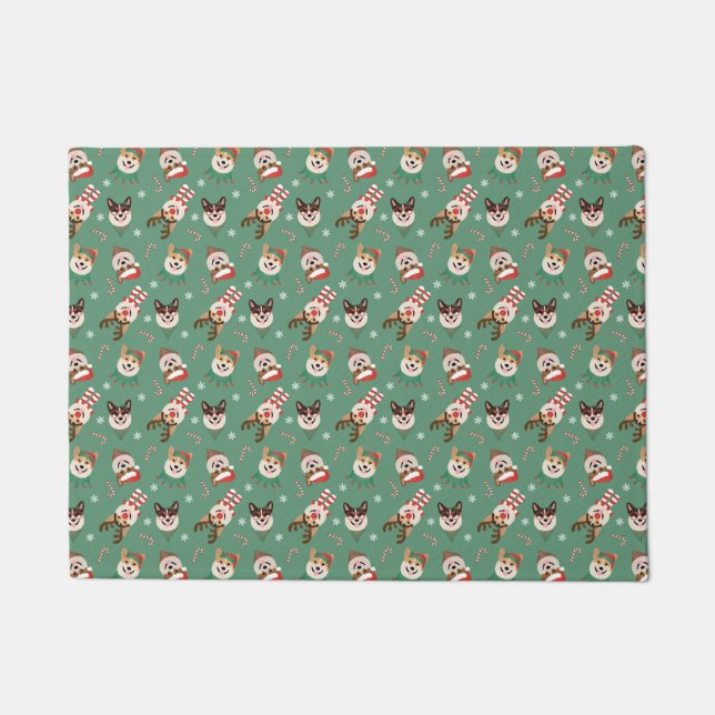 Christmas Pembroke Welsh Corgi Dogs Doormat (Front)