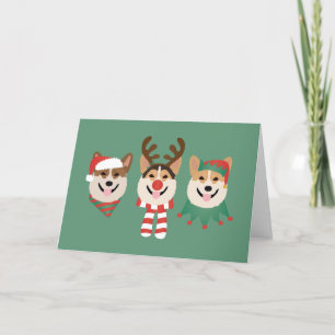 Christmas Pembroke Welsh Corgi Dogs Holiday Card