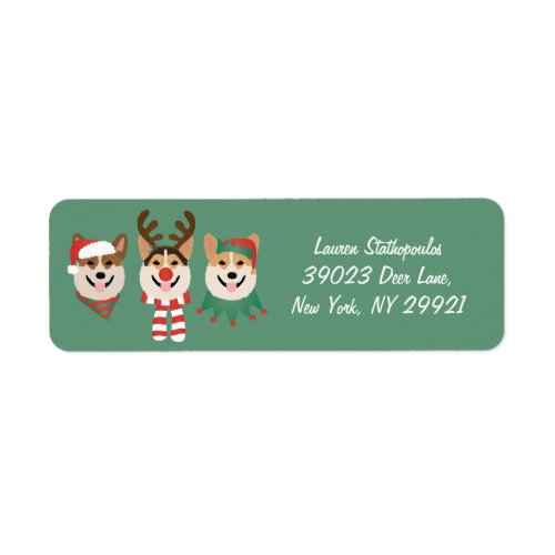 Christmas Pembroke Welsh Corgi Dogs Label