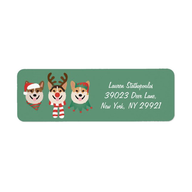 Christmas Pembroke Welsh Corgi Dogs Label (Front)