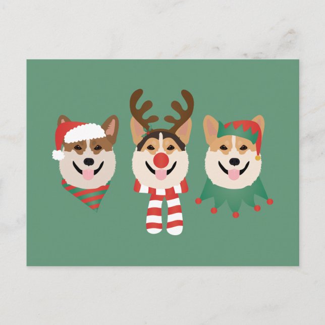 Christmas Pembroke Welsh Corgi Dogs Postcard (Front)