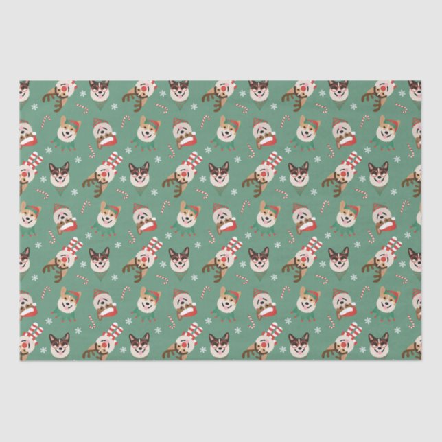 Christmas Pembroke Welsh Corgi Dogs Tissue Paper (Front)