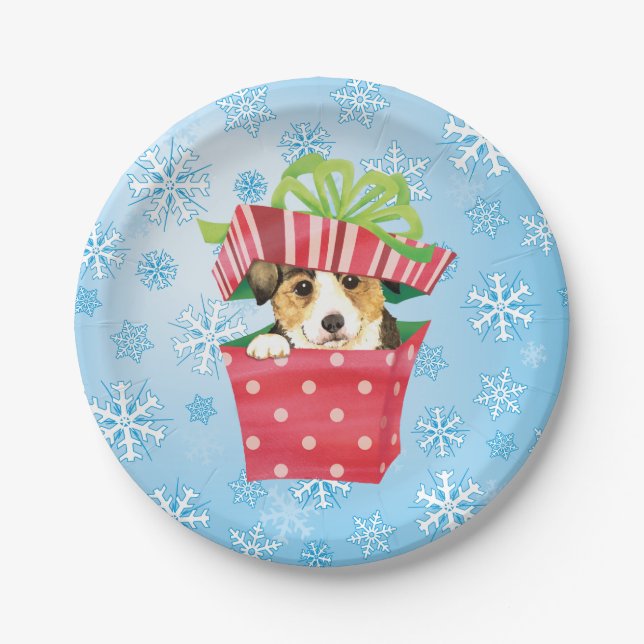 Christmas Pembroke Welsh Corgi Paper Plates (Front)