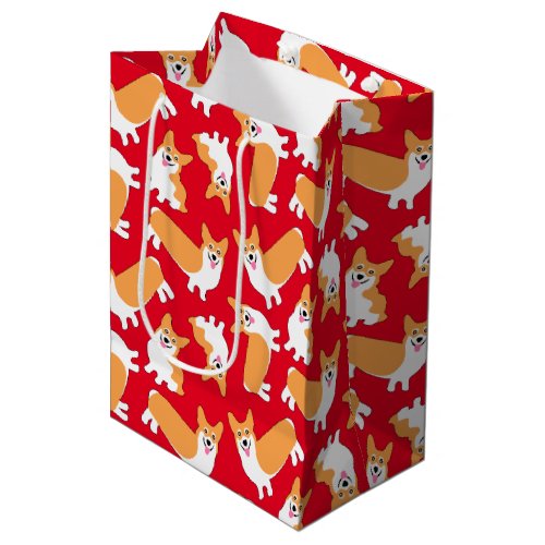 Christmas Pembroke Welsh Corgi Pattern Medium Gift Bag
