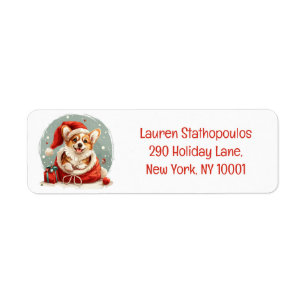Christmas Pembroke Welsh Corgi Puppy Label