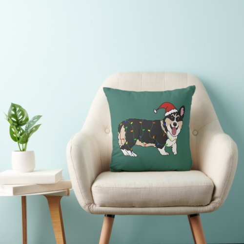 Christmas Pembroke Welsh Corgi Throw Pillow