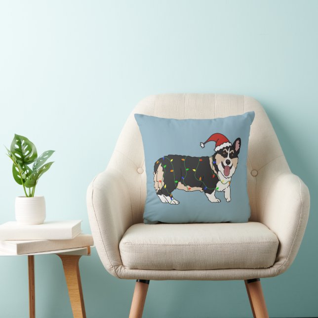 Christmas Pembroke Welsh Corgi  Throw Pillow (Chair)