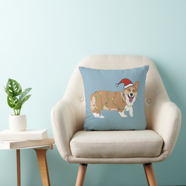 Christmas Pembroke Welsh Corgi Throw Pillow (Chair)