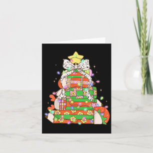 Christmas Pencil Tree Lights Coquette Bow Teacher Card