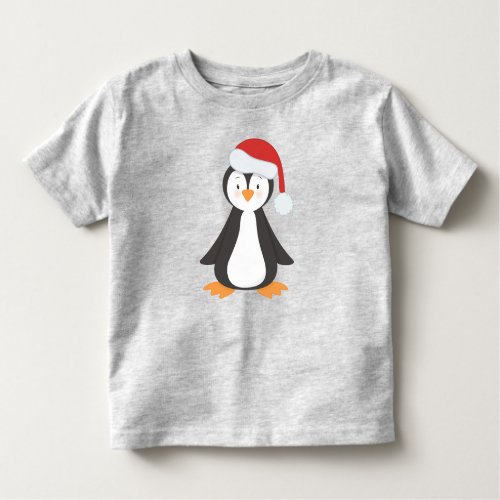 Christmas Penguin Baby Penguin Santa Hat Toddler T_shirt