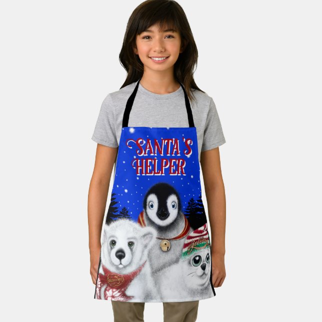 Christmas penguin baby polar bear seal personalize apron (Insitu)