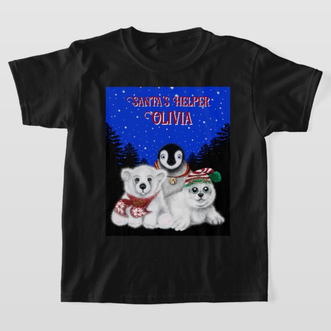 Christmas penguin baby polar bear seal personalize T-Shirt (Laydown)