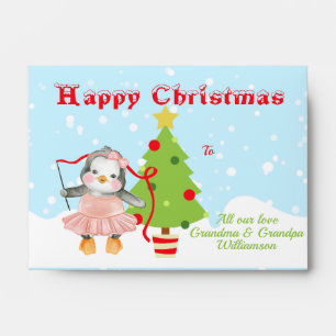 Christmas Penguin Ballerina Money Cash Gift Envelope