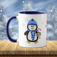 Christmas Penguin Blue Mug