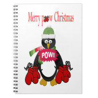 Christmas Penguin Boxing Spiral Notebook