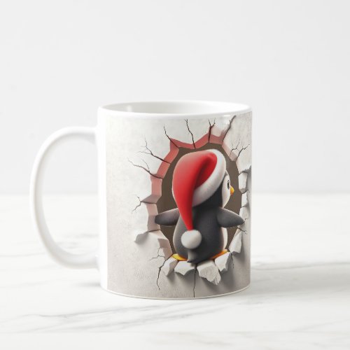 Christmas Penguin Breaking Through _ Cute 3D Mug