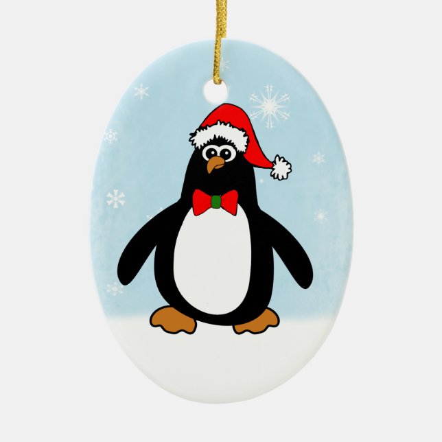 Christmas Penguin Ceramic Ornament (Front)