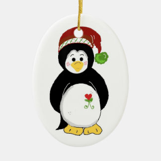 Christmas Penguin Ceramic Ornament