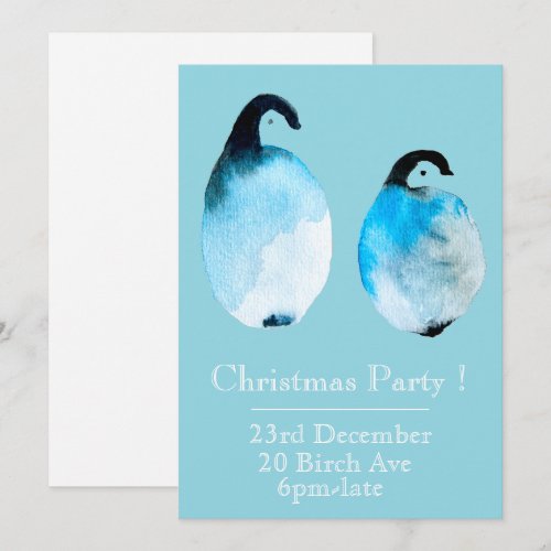 Christmas penguin Christmas party invitation