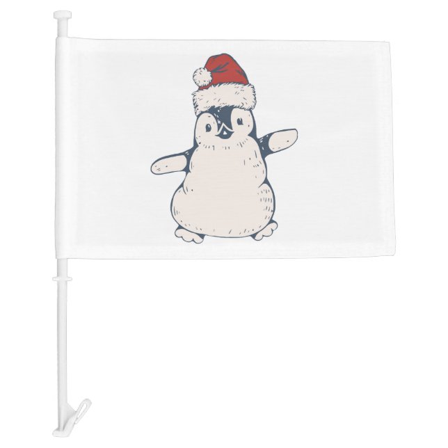 Christmas Penguin Christmas red hat event christma Car Flag (Front)