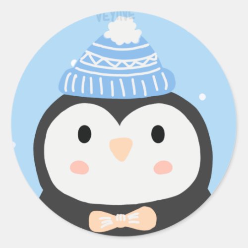 Christmas penguin  classic round sticker