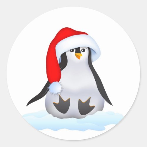 Christmas Penguin Classic Round Sticker