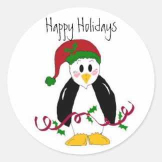 Christmas Penguin Classic Round Sticker