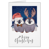 Christmas Penguin Couple Cute Santa and Reindeer (Front)