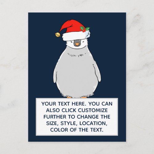 Christmas Penguin Custom Text Postcard