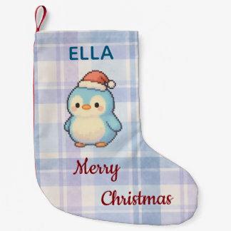 Christmas Penguin Cute Pastel Pixel Art Small Christmas Stocking
