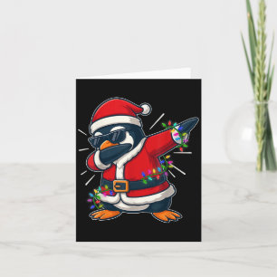 Christmas Penguin Dabbing Lights Santa Xmas For Me Card