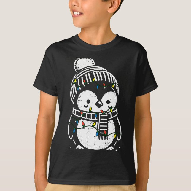 Christmas Penguin F Cute Xmas Boys Girls Kids Todd T-Shirt (Front)