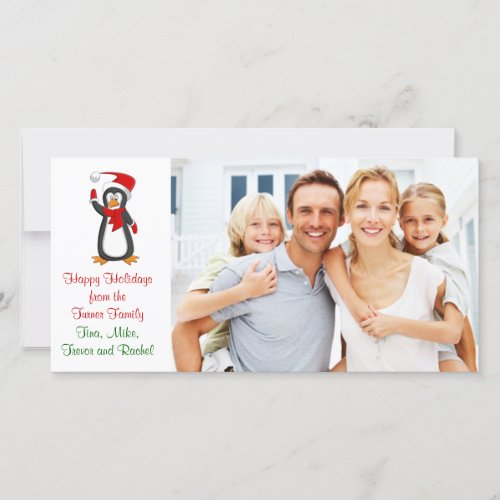 Christmas Penguin  Family Photo Card