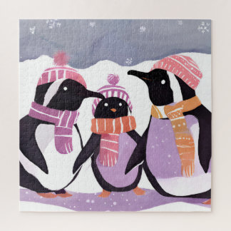 Christmas Penguin Friends | Winter Watercolor Jigsaw Puzzle