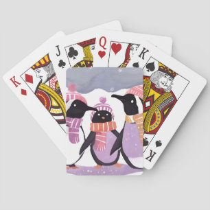 Christmas Penguin Friends   Winter Watercolor Poker Cards