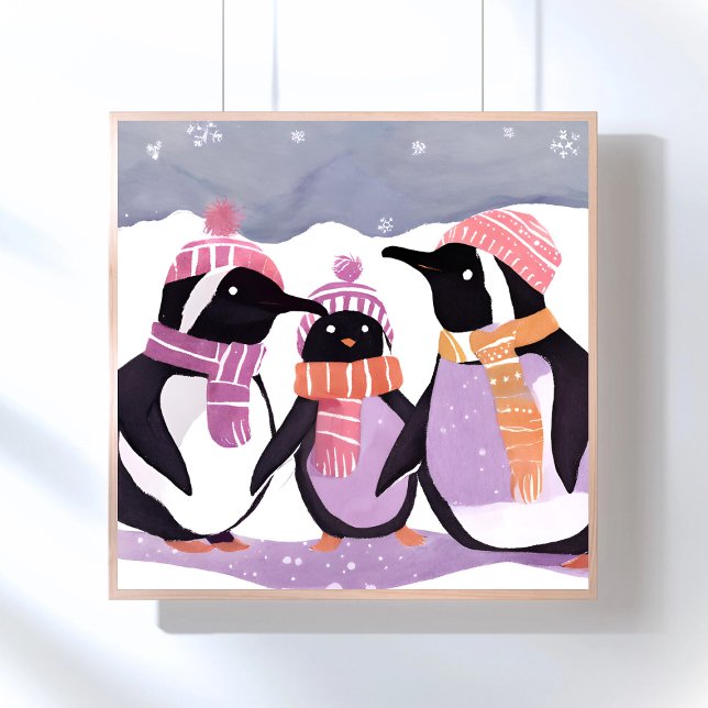 Christmas Penguin Friends | Winter Watercolor Poster (Creator Uploaded)