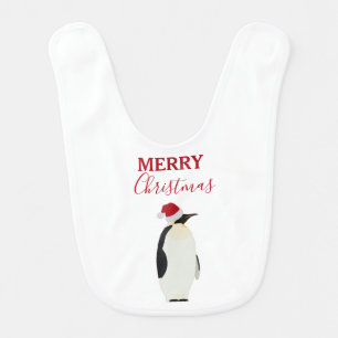 Christmas Penguin Funny Animal with Santa Hat Baby Bib