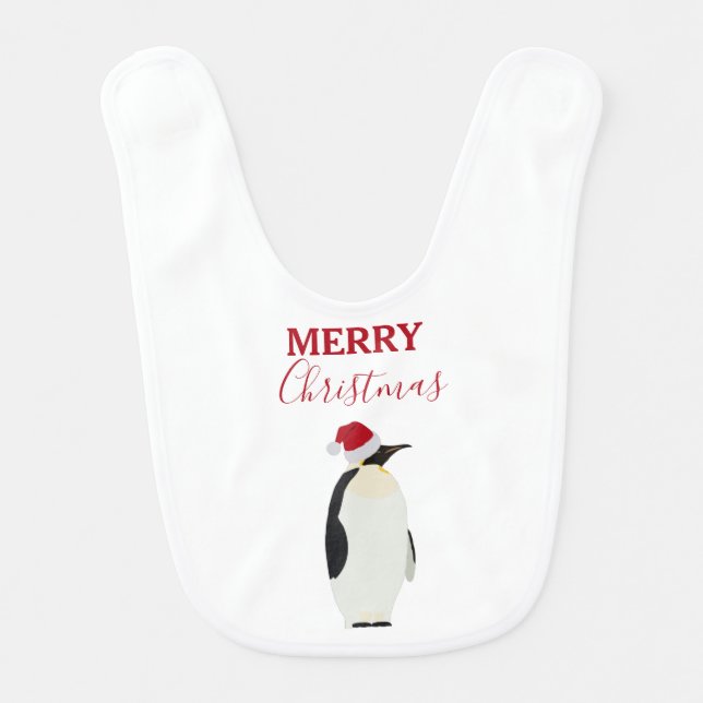 Christmas Penguin Funny Animal with Santa Hat   Baby Bib (Front)