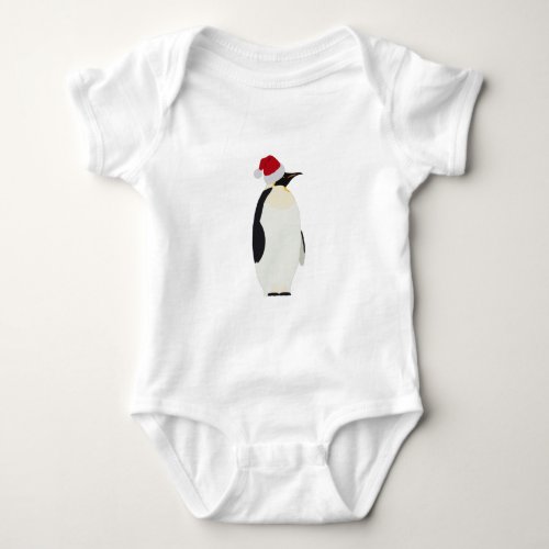 Christmas Penguin Funny Animal with Santa Hat Baby Bodysuit