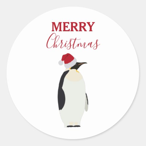 Christmas Penguin Funny Animal with Santa Hat Classic Round Sticker