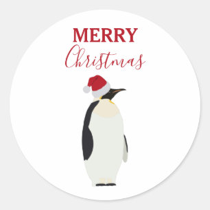 Christmas Penguin Funny Animal with Santa Hat Classic Round Sticker