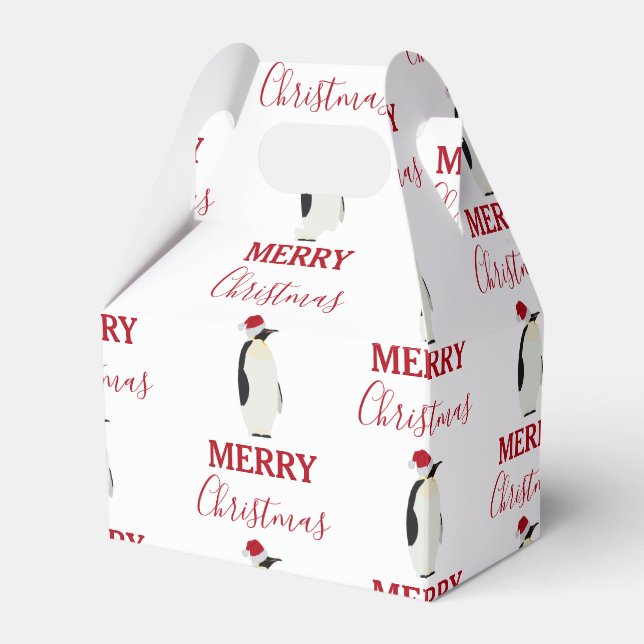 Christmas Penguin Funny Animal with Santa Hat  Favor Boxes (Front Side)