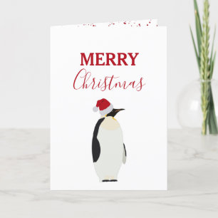 Christmas Penguin Funny Animal with Santa Hat Holiday Card