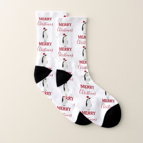 Christmas Penguin Funny Animal with Santa Hat Socks