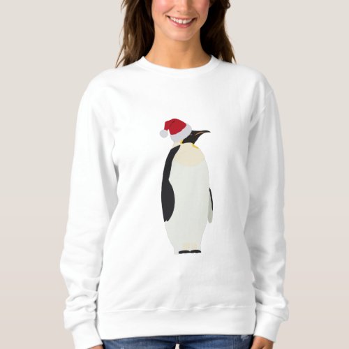 Christmas Penguin Funny Animal with Santa Hat  Sweatshirt